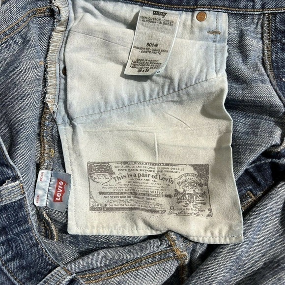 Vintage Levis 501XX 38x30 Distressed Made in The USA Denim Blue Jeans - Picture 7 of 12